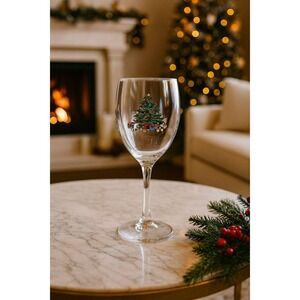 Vintage Tienshan Holiday Hostess Christmas Tree Wine Glass 7.25"